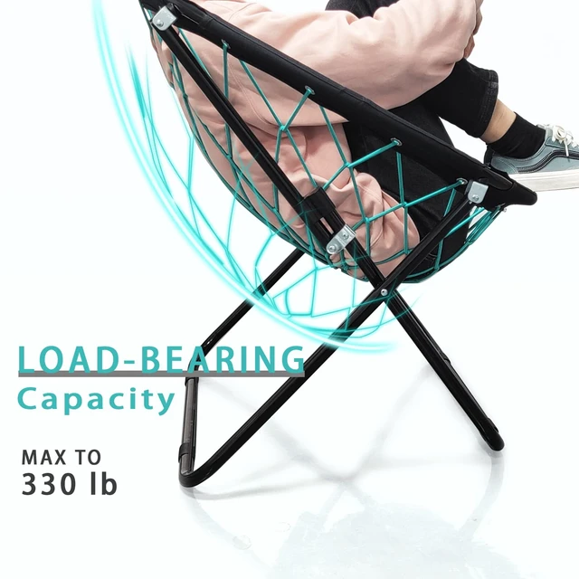 Alt view image 4 of 7 - Bunjo Bungee Dish Chair - Versatile Folding Chair with Fun Bouncy Design - Circle Web Chair for Room Garden Dorm Rooms and Lounging in Living Rooms, and Bed Rooms