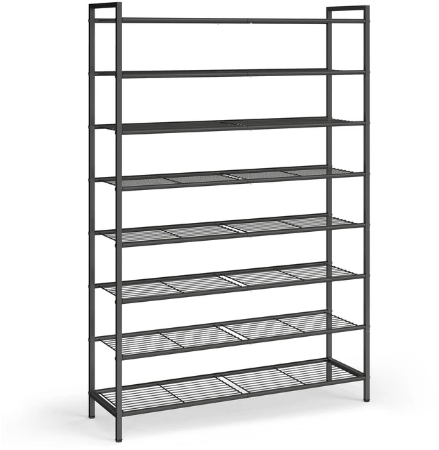 Main image of 8-Tier Metal Shoe Rack, Vertical Shelf, Holds up to 40 Pairs | Space Saving and Heavy Duty Shoe Organizer for Closet, Entryway, Garage, Small Spaces, Black, DAVIAN Collection ULMR048BP01