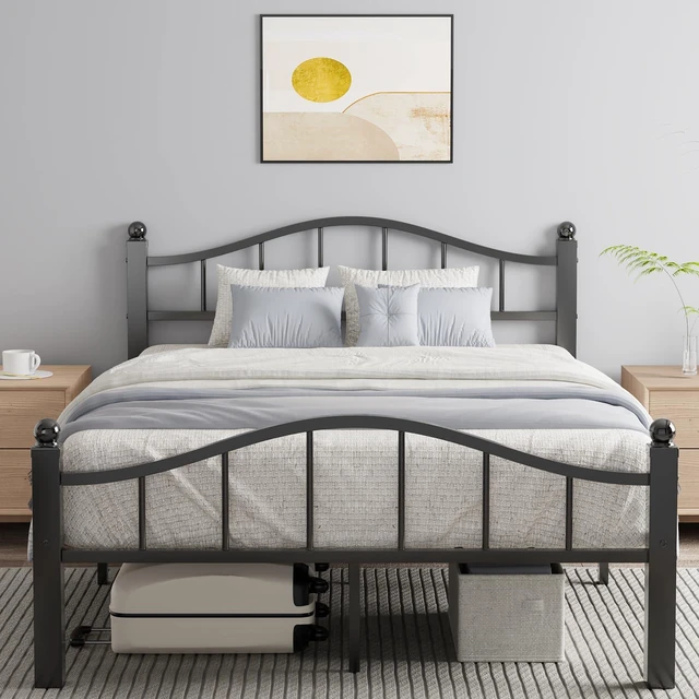Main image of Full Size Bed Frames with Headboard | Noise-Free Design, 12" Underbed Storage, 1500 LBS Heavy Duty Metal, No Box Spring Needed, Tool-Free Assembly
