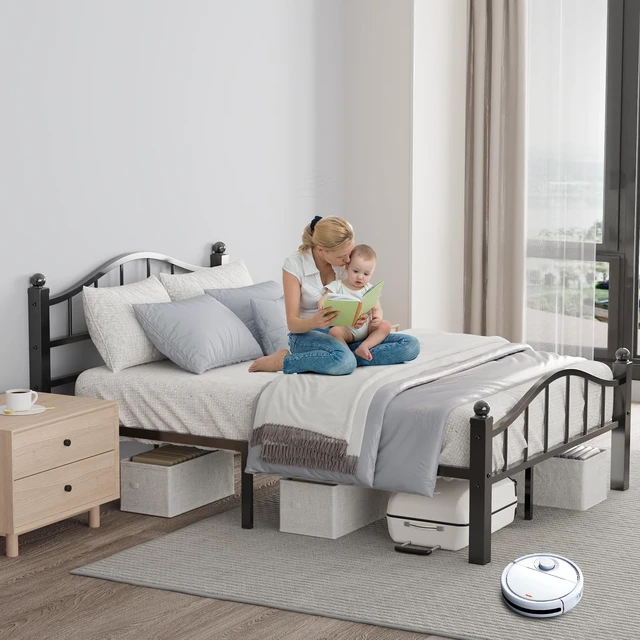 Alt view image 4 of 7 - Full Size Bed Frames with Headboard | Noise-Free Design, 12" Underbed Storage, 1500 LBS Heavy Duty Metal, No Box Spring Needed, Tool-Free Assembly