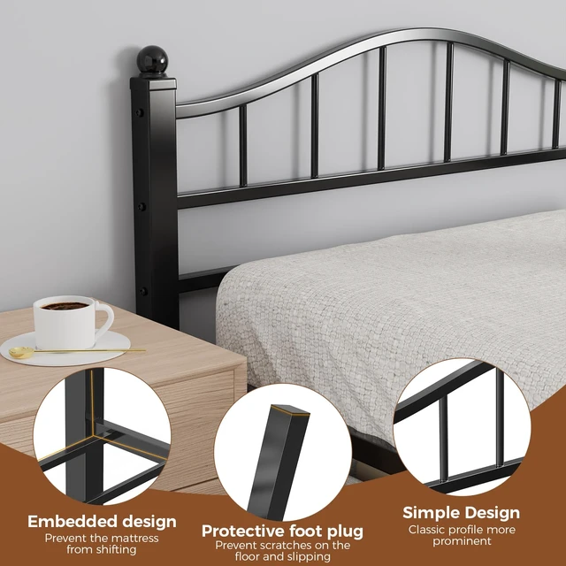 Alt view image 6 of 7 - Full Size Bed Frames with Headboard | Noise-Free Design, 12" Underbed Storage, 1500 LBS Heavy Duty Metal, No Box Spring Needed, Tool-Free Assembly