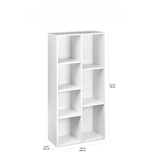 Alt view image 2 of 6 - 7 Cube Organizer Bookcase, Storage Shelf for Home and Office, Display Storage Organizer, Sturdy with Easy Assembly, 9.25"D x 19.49"W x 41.73"H, White