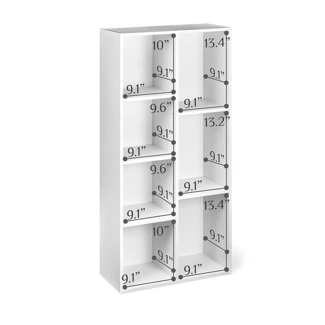Alt view image 5 of 6 - 7 Cube Organizer Bookcase, Storage Shelf for Home and Office, Display Storage Organizer, Sturdy with Easy Assembly, 9.25"D x 19.49"W x 41.73"H, White