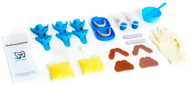 Main image of Dentures DIY Kit, Easy-to-Make Partial Full Fake Teeth, Natural | DIY Kit for Women and Men, All Parts Included. Upper and Lower Pieces. Multi-Color Material. Spares to Remake False Teeth.