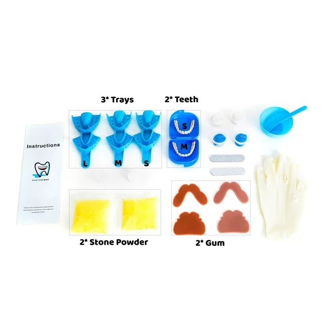 Alt view image 2 of 7 - Dentures DIY Kit, Easy-to-Make Partial Full Fake Teeth, Natural | DIY Kit for Women and Men, All Parts Included. Upper and Lower Pieces. Multi-Color Material. Spares to Remake False Teeth.
