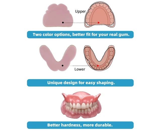 Alt view image 4 of 7 - Dentures DIY Kit, Easy-to-Make Partial Full Fake Teeth, Natural | DIY Kit for Women and Men, All Parts Included. Upper and Lower Pieces. Multi-Color Material. Spares to Remake False Teeth.