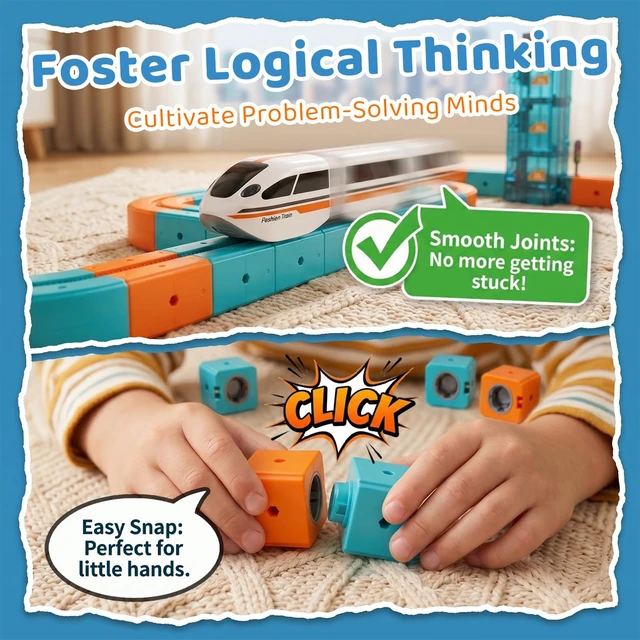 Alt view image 7 of 7 - Train Sets, DIY Modular Cube Track Set, Auto Elevator & Track Switch | chain track, 3D Multi-Level Track System, STEM Educational & Problem-Solving, For kids 3 and up
