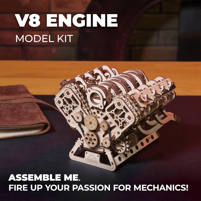 Alt view image 5 of 7 - V8 Engine Model Kit - 3D Wooden Puzzles for Adults, 3D Puzzle Model | Engine Kit, DIY Kits Gifts for Engineers for Christmas, Wooden Model Kits for Adults to Build, Brain Teaser Hobby Set