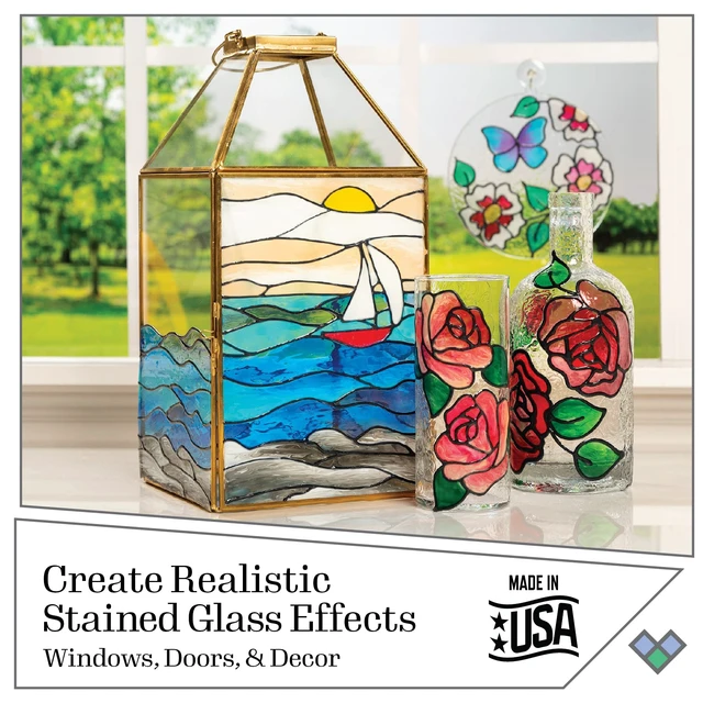 Alt view image 3 of 7 - Window Acrylic Craft Paint Set Formulated to be Non-Toxic, Perfect for Beginners and Artists, Eighteen Bottles, 2 Ounce, Assorted Colors 1