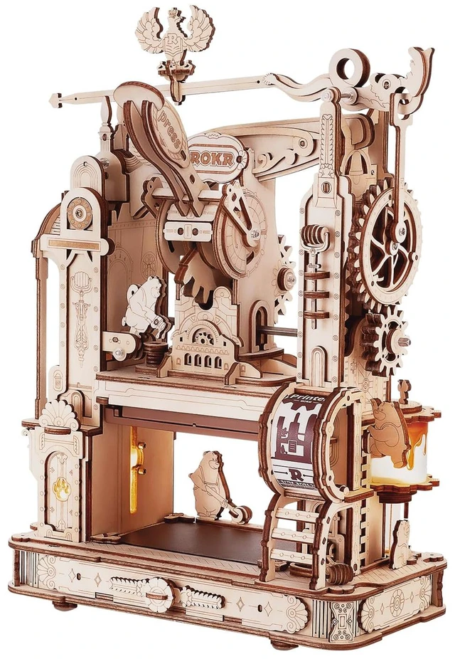 Main image of 3D Puzzle for Adults, Wooden Puzzles Classic Printing Press Model Building Kits, DIY Wood Crafts Cool Toys for Birthday, STEM Hobbies for Women Men (LK602)