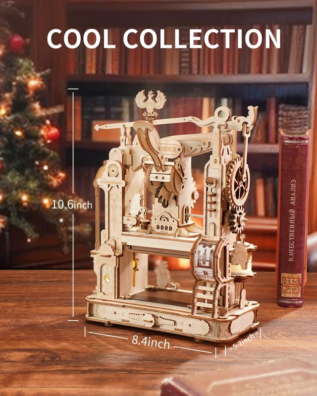 Alt view image 5 of 7 - 3D Puzzle for Adults, Wooden Puzzles Classic Printing Press Model Building Kits, DIY Wood Crafts Cool Toys for Birthday, STEM Hobbies for Women Men (LK602)