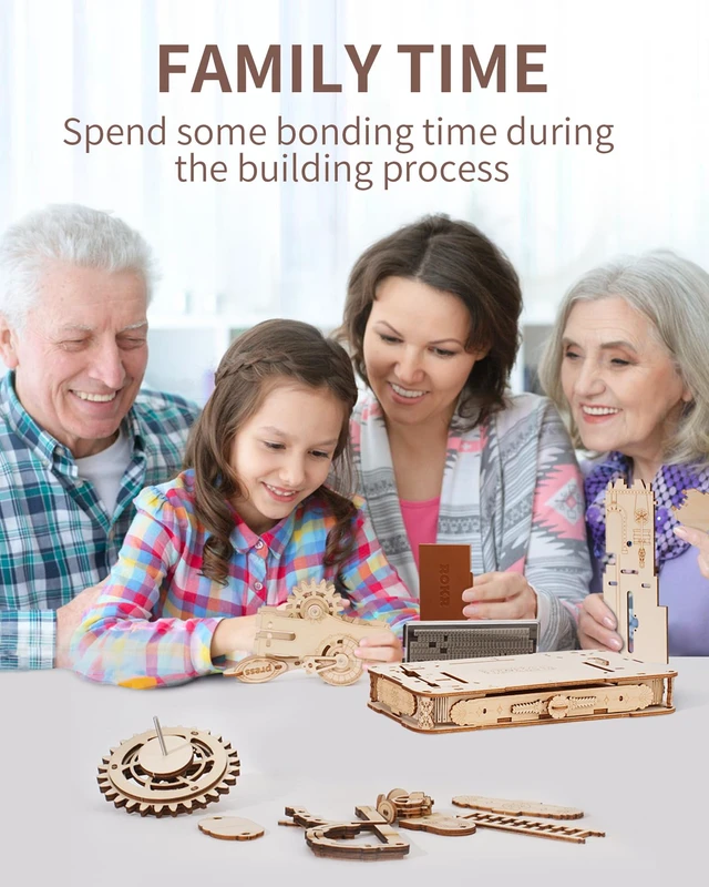 Alt view image 7 of 7 - 3D Puzzle for Adults, Wooden Puzzles Classic Printing Press Model Building Kits, DIY Wood Crafts Cool Toys for Birthday, STEM Hobbies for Women Men (LK602)
