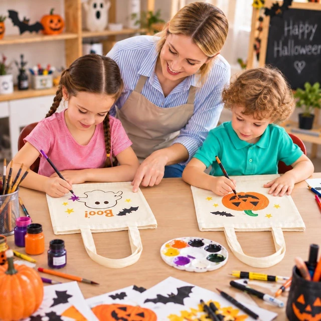 Alt view image 2 of 7 - 50 Pack Canvas Tote Bags for DIY Projects (13x15 Inches) | Blank tote bags bulk, 10oz thick fabric, trick or treat bags, shrink resistant, foldable & portable, high load-bearing