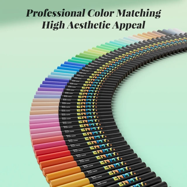 Alt view image 5 of 7 - 80 Colors Acrylic Paint Markers, Direct Liquid Acrylic Paint Marker Pen, Fabric Markers for Textile, Canvas, Rock, Glass, Wood, Paper, DIY, Acrylic Coloring Pens for DIY Craft Supplies