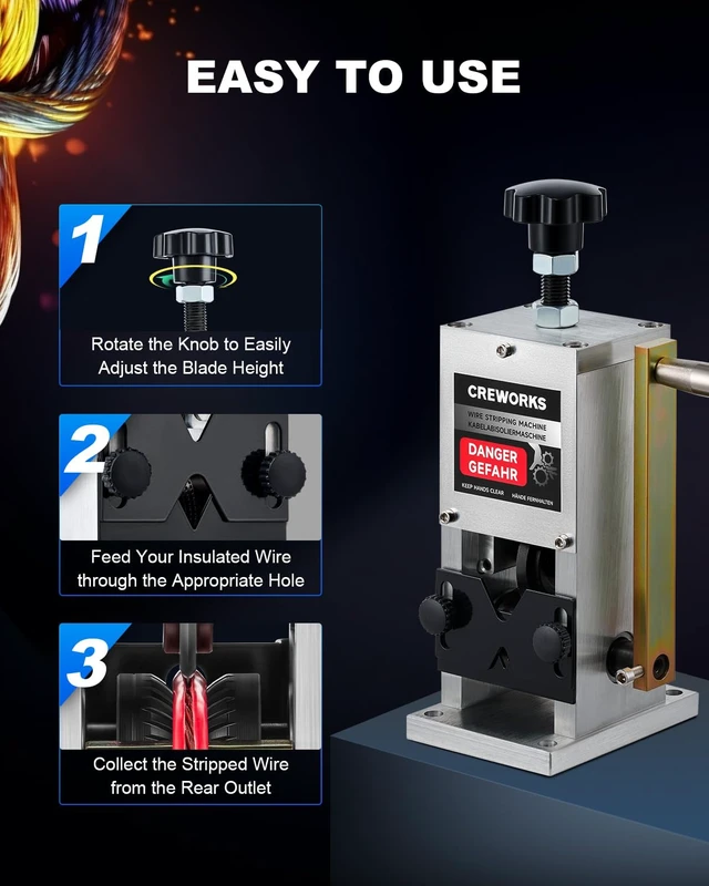 Alt view image 7 of 7 - Manual Wire Stripper Machine, 0.06"-1" Wire Stripping Machine, Wire Stripping Tool for 1.5-25mm Scrap Wire, Drill Powered Cable Stripper for DIY Cable, Copper Wire Stripper for Leftover Cable