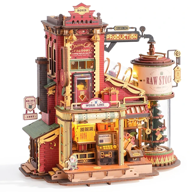 Main image of 3D Puzzle for Adults Christmas Dream Gift Factory DIY Miniature House | Music Box & Lights, Wooden Model Kit, Mini Home Dollhouse Building, Gifts for Crafters Adults