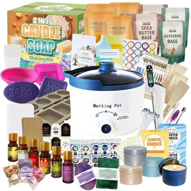 Main image of 2-in-1 Candle & Soap Making Kit for Adults Begineers DIY Craft Kit | Complete Candle and Soap Supplies Kit with Melter, DIY Kit Make Soaps and Scented Candles, Soap Base, Soy Wax, Molds
