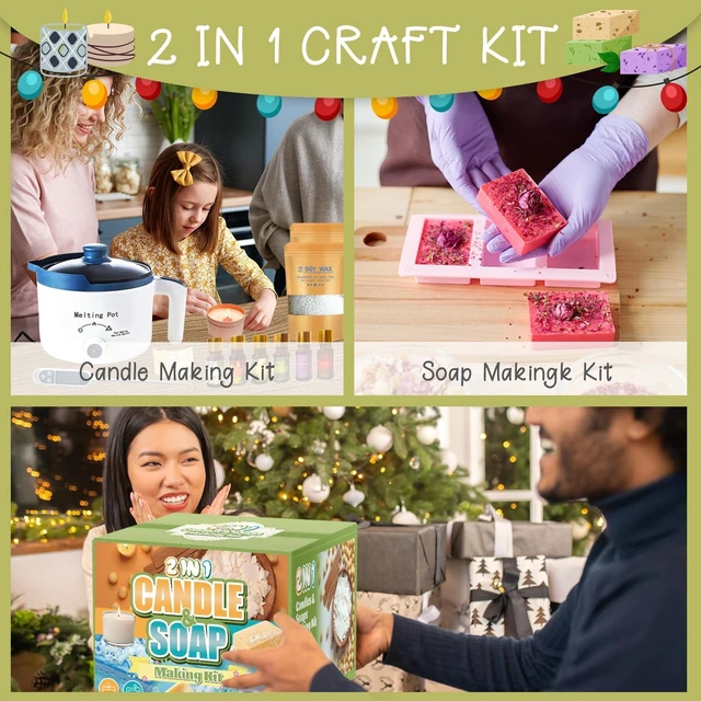 Alt view image 6 of 6 - 2-in-1 Candle & Soap Making Kit for Adults Begineers DIY Craft Kit | Complete Candle and Soap Supplies Kit with Melter, DIY Kit Make Soaps and Scented Candles, Soap Base, Soy Wax, Molds