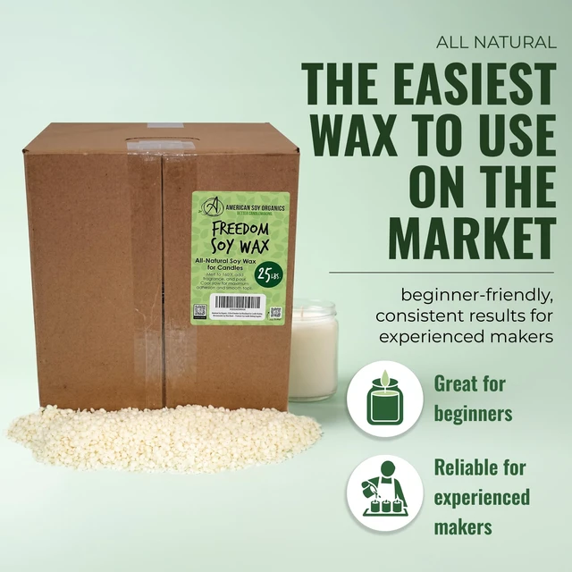 Alt view image 2 of 7 - Freedom Soy Wax Beads, All-Natural Candle Wax, 25 lbs | DIY Candle Making Supplies Ideal for Container Candles, Tealights & Wax Melts, Paraffin-Free, Beeswax-Free, Microwavable