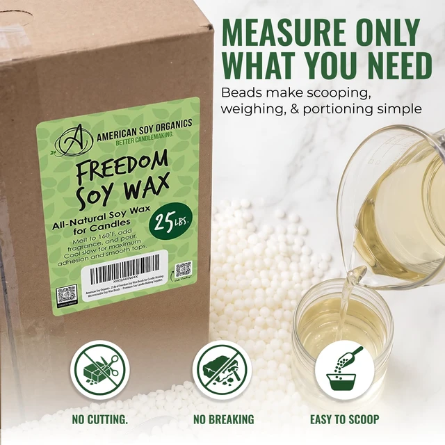 Alt view image 3 of 7 - Freedom Soy Wax Beads, All-Natural Candle Wax, 25 lbs | DIY Candle Making Supplies Ideal for Container Candles, Tealights & Wax Melts, Paraffin-Free, Beeswax-Free, Microwavable