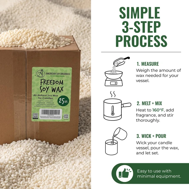 Alt view image 4 of 7 - Freedom Soy Wax Beads, All-Natural Candle Wax, 25 lbs | DIY Candle Making Supplies Ideal for Container Candles, Tealights & Wax Melts, Paraffin-Free, Beeswax-Free, Microwavable