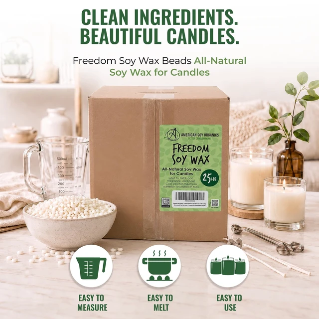Alt view image 7 of 7 - Freedom Soy Wax Beads, All-Natural Candle Wax, 25 lbs | DIY Candle Making Supplies Ideal for Container Candles, Tealights & Wax Melts, Paraffin-Free, Beeswax-Free, Microwavable