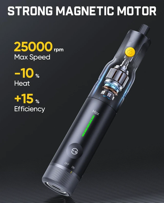 Alt view image 3 of 7 - F2 Pro Kit Cordless Rotary Tool Kit, Strong Motor 5 Speed 25000 RPM | 44 Accessories, for 3D Printed Sanding, Polishing, Drilling, Carving, Cutting DIY Crafts in Flip-Top Case