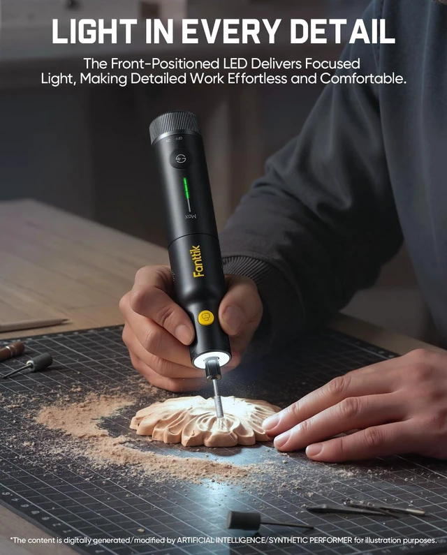Alt view image 5 of 7 - F2 Pro Kit Cordless Rotary Tool Kit, Strong Motor 5 Speed 25000 RPM | 44 Accessories, for 3D Printed Sanding, Polishing, Drilling, Carving, Cutting DIY Crafts in Flip-Top Case