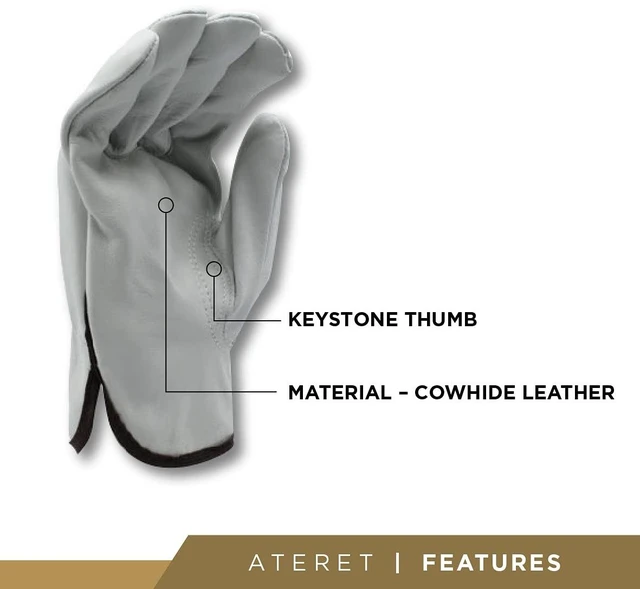 Alt view image 2 of 7 - 12 Pairs X-Large Heavy Duty Durable Cowhide Leather Work Gloves I Driver Gloves for Truck Driving, Warehouse, Gardening, Farming