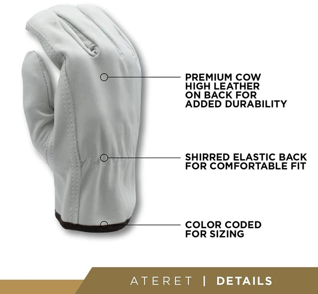 Alt view image 3 of 7 - 12 Pairs X-Large Heavy Duty Durable Cowhide Leather Work Gloves I Driver Gloves for Truck Driving, Warehouse, Gardening, Farming