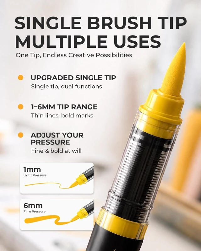 Alt view image 3 of 7 - 120 Colors Acrylic Paint Markers, 3X Large Capacity Flexible Tip Paint Pens | Long-lasting Acrylic Markers with Ink Control,Flexible 16mm Brush Tip for Rock, Wood, Paper, Ceramic,Canvas, Art DIY Gift