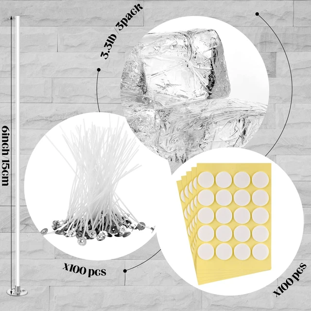 Alt view image 3 of 6 - 9.9 lb High Density Transparent Gel Candle Wax Clear Gel Wax Jelly Candle 100 Pcs Wick and 100 Pcs Wick Stickers for DIY Making Handmade Projects Material Supplies