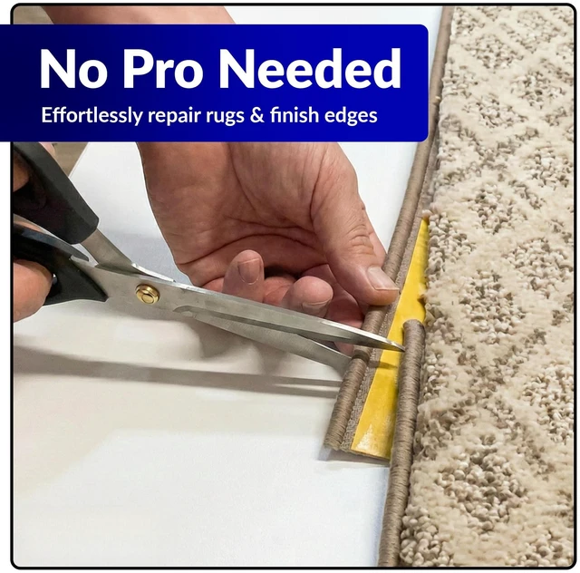 Alt view image 7 of 7 - DIY Carpet Binding Tape - Regular Style Edge Trim - Grey, 54 LFT | Do-It-Yourself Glue On Rug Edging for Indoor, Durable & Easy Carpet Binding Tape To Finish Edge, USA Made Flooring Products