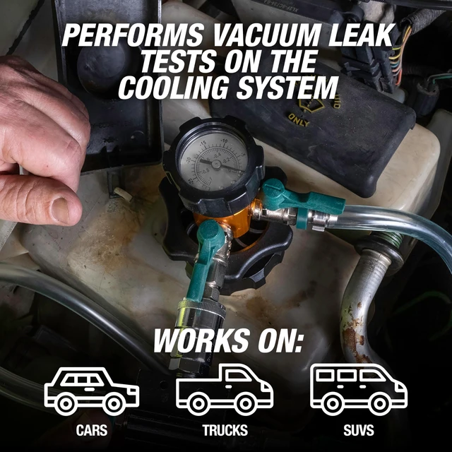 Alt view image 5 of 7 - Coolant Vacuum Refill Kit, Coolant Pressure Tester Kit, 5 Adapter | 70-110 psi Recommended Working Pressure, Performs Vacuum Leak Tests on the Cooling System, Helps Prevent Come-Backs