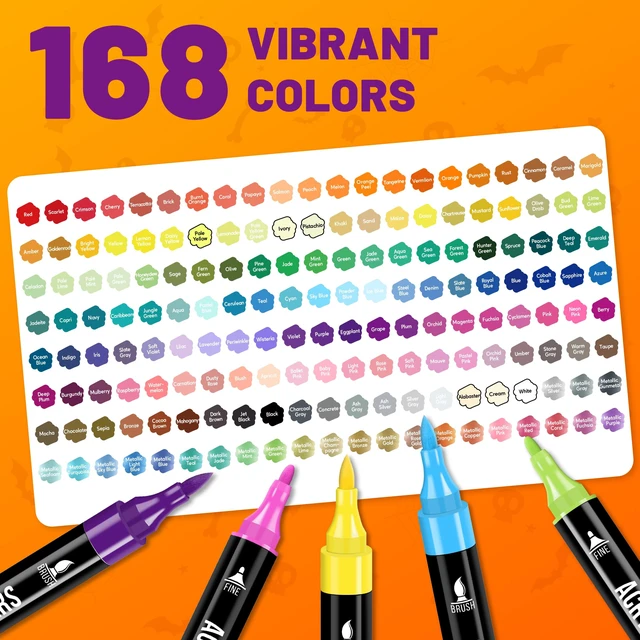 Alt view image 3 of 7 - Acrylic Paint Markers, 168 Colors Dual Tip Fine & Brush Pens Set | For Rocks, Fabric, Wood, Glass & More, Perfect for DIY Crafts and Creative Art Projects with Bright, Smooth and Quick-Dry Ink