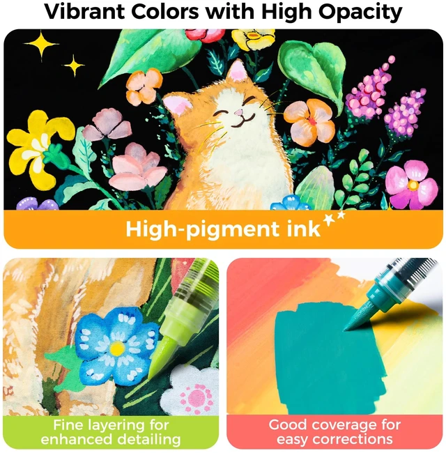 Alt view image 2 of 7 - Acrylic Paint Markers Brush Tip 120 Colors Opaque Paint Pens - Kahuku | Direct-Ink Acrylic Markers Water-Resistant Acrylic Paint Pens for Rock Painting 3D Prints Eggs Wood Ceramic Glass DIY Crafts