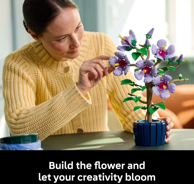 Alt view image 2 of 5 - Botanicals Hibiscus Flower Building Set - Artificial Plant & Flower Building Blocks for Women & Men, Ages 18+ - Home, Office Decor Gift Idea - 10372