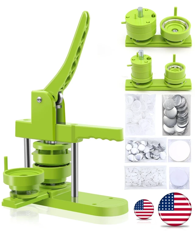 Main image of Button Maker Machine Multiple-Sizes - Pin Maker Machine 1.25 inch+2.25 inch, Interchangeable Button-models Badge Button Press Machine with 200 Sets 32+58mm Button Maker Supplies&Circle Cutter