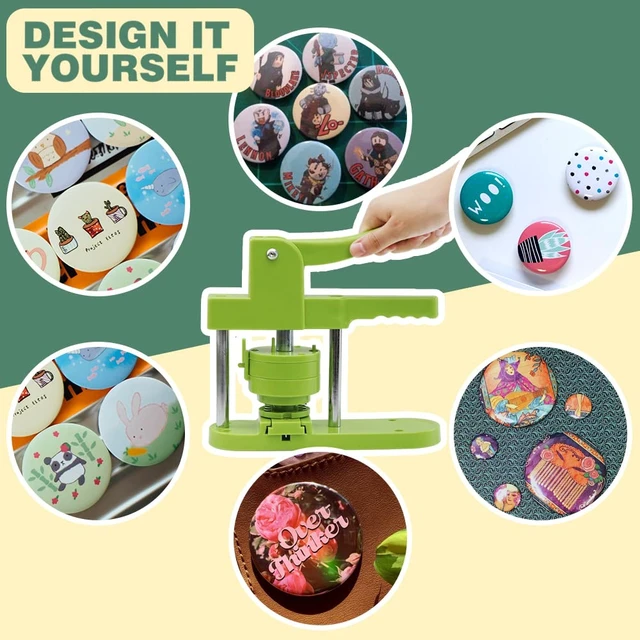 Alt view image 5 of 6 - Button Maker Machine Multiple-Sizes - Pin Maker Machine 1.25 inch+2.25 inch, Interchangeable Button-models Badge Button Press Machine with 200 Sets 32+58mm Button Maker Supplies&Circle Cutter