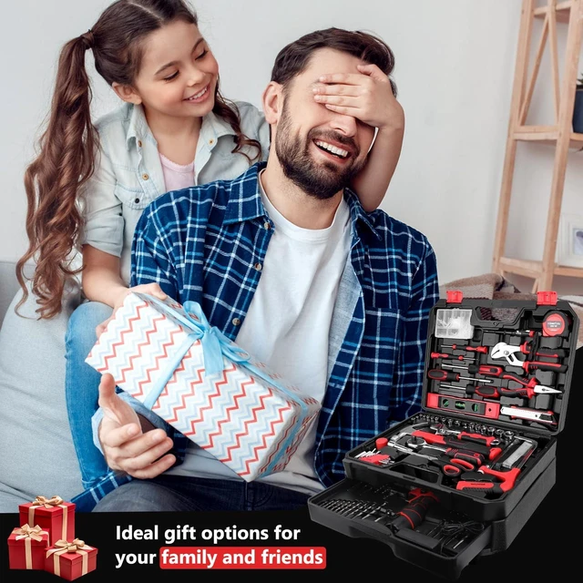 Alt view image 2 of 7 - 276-Piece Tool Set Kit with 12V Cordless Power Drill (Red Black) | Professional tool kit with storage case for homeowners, DIY and handymen; ideal for home repairs, assembly and maintenance.
