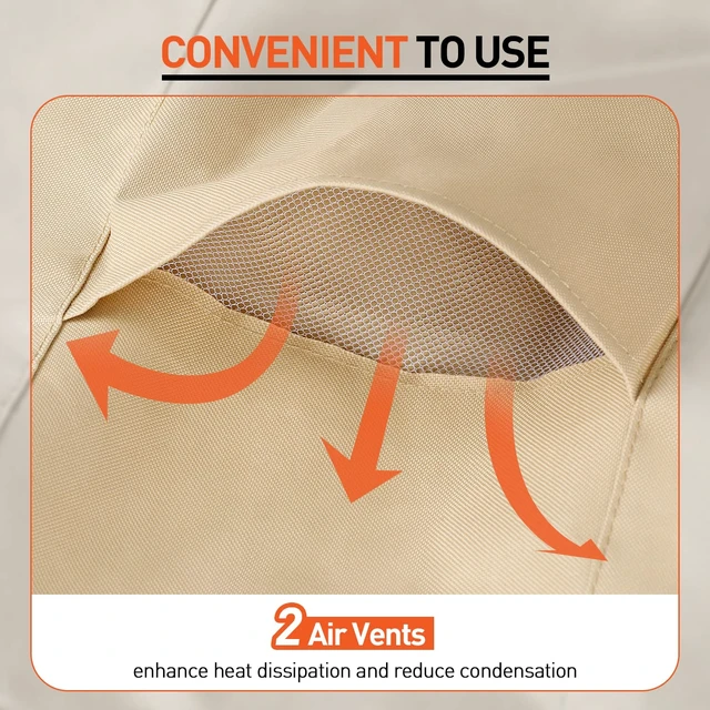 Alt view image 7 of 7 - Waterproof Lounge Chair Covers, 80"L x 32"W x 25"H, Beige and Brown | Heavy Duty Patio Chaise Lounge Covers for Outdoor Furniture, Protect Your Pool Chairs in Winter