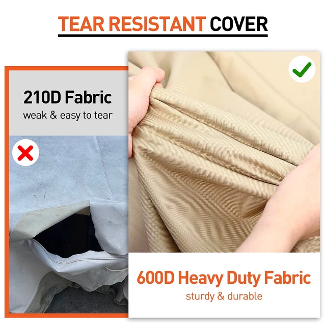 Alt view image 4 of 7 - Waterproof Lounge Chair Covers, 80"L x 32"W x 25"H, Beige and Brown | Heavy Duty Patio Chaise Lounge Covers for Outdoor Furniture, Protect Your Pool Chairs in Winter