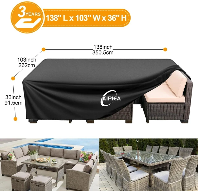 Alt view image 2 of 7 - Outdoor Furniture Covers Waterproof, 420D Heavy-Duty Patio Furniture Set Covers, No Tears Anti UV No Fading(138" L x 103" W x 36" H)