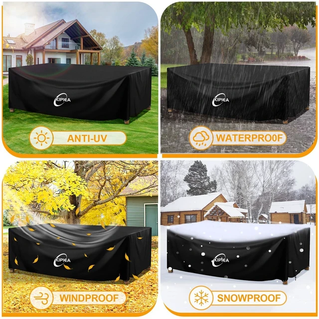Alt view image 7 of 7 - Outdoor Furniture Covers Waterproof, 420D Heavy-Duty Patio Furniture Set Covers, No Tears Anti UV No Fading(138" L x 103" W x 36" H)