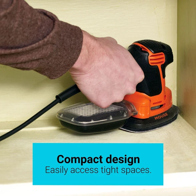 Alt view image 3 of 5 - Detail Sander, 1.2 Amp, 16,000 OPM, Compact Design, 3-Position Grip for Comfort, Includes Dust Collector, Corded (BDEMS600)