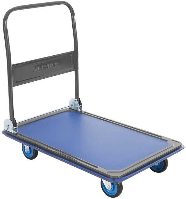 Main image of Tools Foldable Push Cart Dolly - 600 Lb. Capacity Heavy Duty Platform Truck with 360° Swivel Wheels - Blue