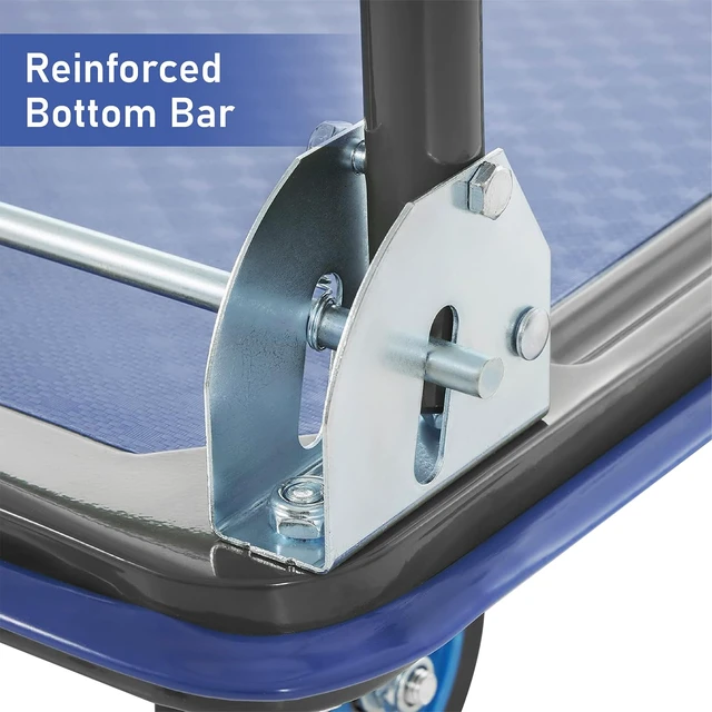 Alt view image 6 of 7 - Tools Foldable Push Cart Dolly - 600 Lb. Capacity Heavy Duty Platform Truck with 360° Swivel Wheels - Blue