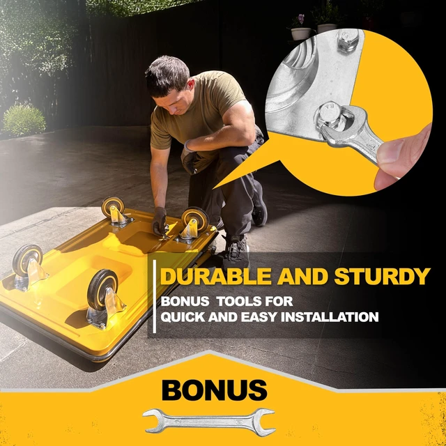 Alt view image 5 of 7 - Push Cart Dolly, Foldable Moving Platform Flat Cart, 330 lb, Yellow | 360 Degree Swivel Wheels, Non-Slip Platform, Folds Flat for Easy Storage, Indoor & Outdoor Use, Hand Truck & Flat Dolly Cart