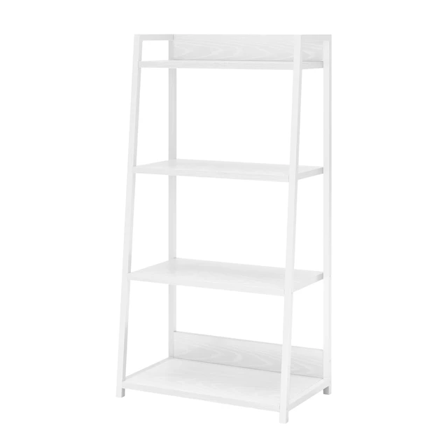 Alt view image 4 of 7 - 4 Tier Ladder Shelf Bookcase, 19.7" x 11.8" x 38" in, White | Stable Trapezoid Iron Frame, Fits Books Decor and Toys, Holds 20 Lbs per Shelf, Suitable for Living Room and Bedroom