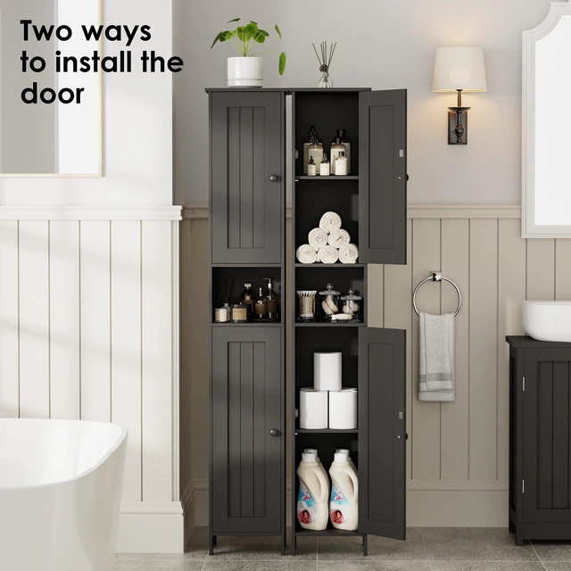 Alt view image 5 of 7 - Tall Bathroom Storage Cabinet with 2 Doors, Slim Bathroom Cabinet | Narrow Storage Cabinet with Adjustable Shelves, Reversible Door, Easy Assembly, for Bathroom, Living Room, Black, 11.8''W